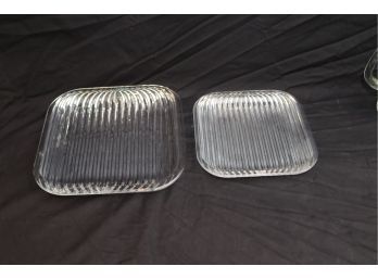 Pair Of Glass Serving Plates (A-70)