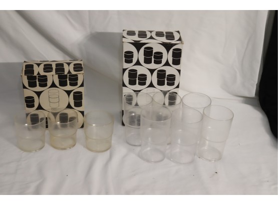 Set Of Vintage Clear Acrylic Stotter Stacking Tumblers 6 High 3 Low