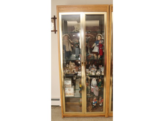 Lighted Glass/ Wood With Brass Trim Display Cabinets (T-9L)
