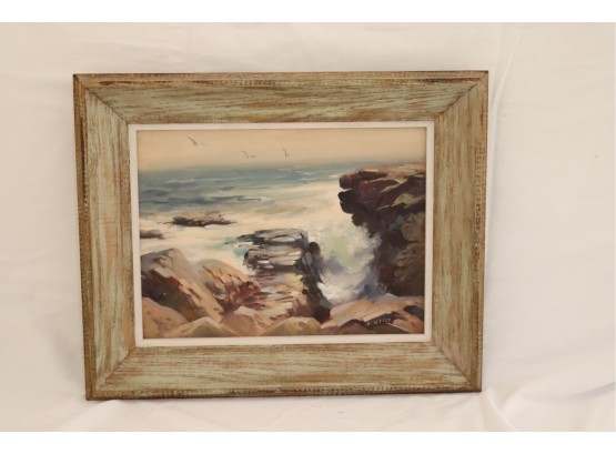 Vintage Framed Ocean Landscape Painting By ERIC STRY (1901-1975). (P-7)