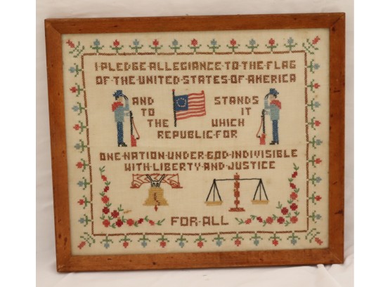 Vintage Pledge Of Allegiance Needlepoint (P-8)