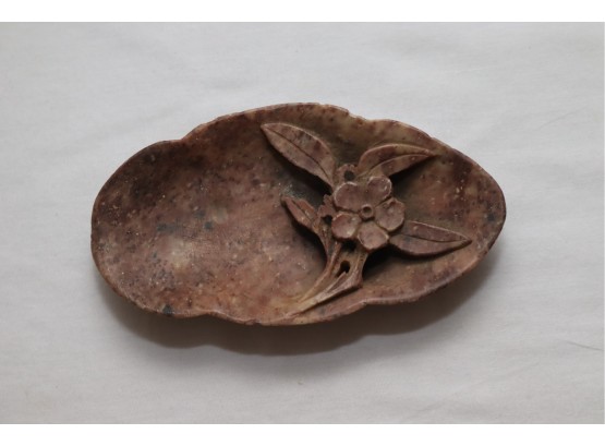 Vintage Carved Stone Flower Dish (N-20)