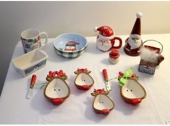 Christmas Bowls Cups And Decor Lot (N-61)
