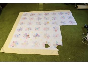 Vintage Handmade Quilt Cut Up But Good For A Project (T-49)