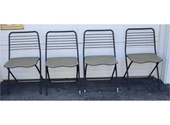 Vintage Set Of 4 Mid-Century  Cosco Folding Chairs  (T-59)
