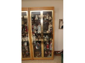 Lighted Glass/ Wood With Brass Trim Display Cabinets (T-10R)