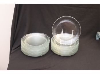 Set Of 28 Duralex Clear Glass Plates