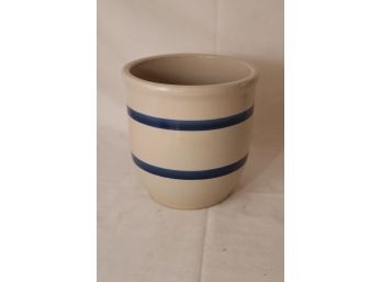 Vintage R.R.P. Co. Roseville, OH USA  Stoneware Striped Pottery Crock Planter Utensil Bowl (P-78)