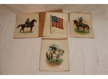 Vintage Quilt Patches General George Washington, U.S. Grant, Robert E. Lee US Flag