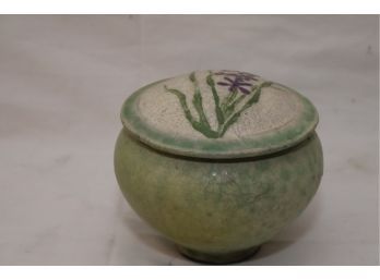 Vintage Signed Covered Ceramic Jar (N-21)