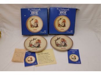 Pair Of 1978 Annual M. I. Hummel Plates 'Happy Past Time' By Goebel (N-34)