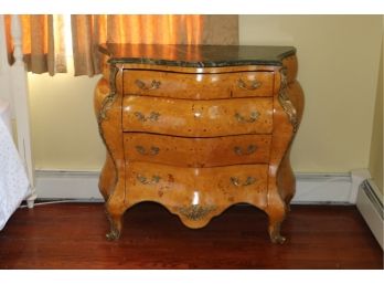 Antique Burl Wood And Marble Top 3 Drawer Dresser