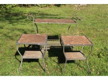 3 Piece Patio Set Bar Cart And 2 Side Tables