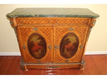 Antique Marble Top Sideboard Buffet Serving Table