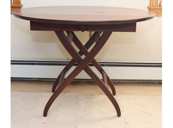 Vintage Dropside Folding Round Wooden Table (P-6)