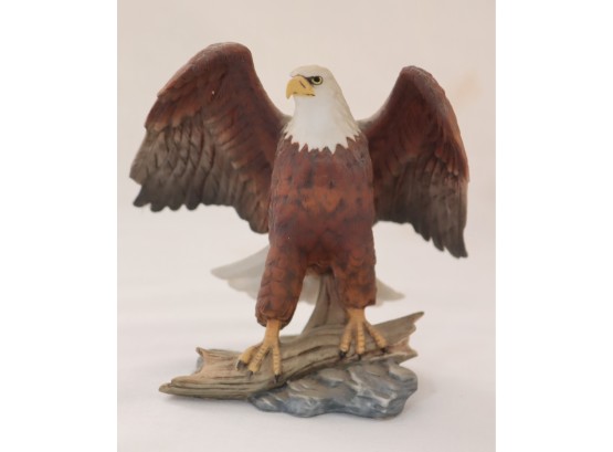 1987 Bald Eagle On Log/ Rock American Eagle Gallery Fine Porcelain E-8721. (P-57)