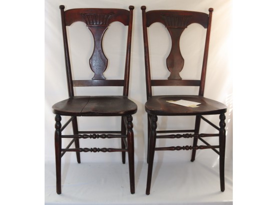 Pair Of Antique Wooden Chairs Circa 1900's