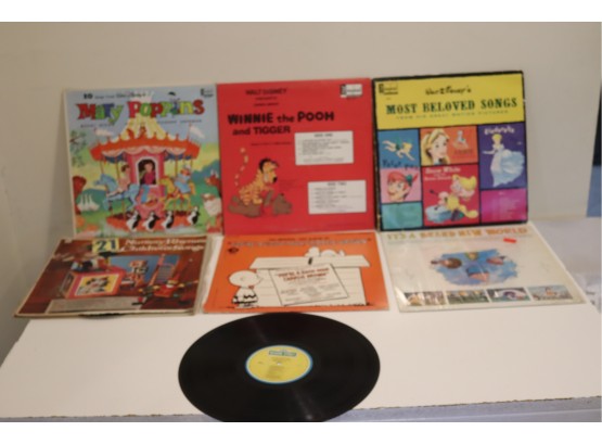 Vintage Children's Vinyl Record Lot Disney Mary Poppins, Winnie The Pooh,  And More (V-16)