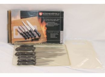 New In Box Kuchenstolz 6 Piece Cutlery Knife Set W/ Cutting Board (P-28)