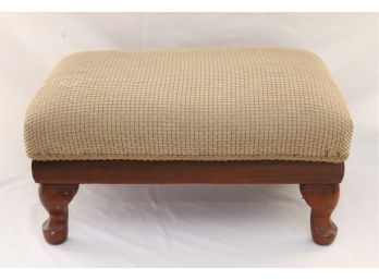 Vintage Wooden Ottoman With Upholstered Top.  (P-24)