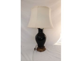Vintage Black And Brass Table Lamp With Shade