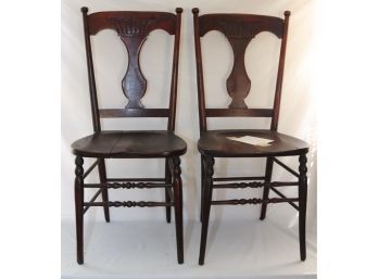 Pair Of Antique Wooden Chairs Circa 1900's
