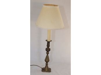 Vintage Brass Candlestick Lamp With Shade