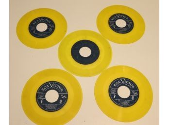 Vintage Yellow RCA Victor 45 Vinyl Records (V-23)