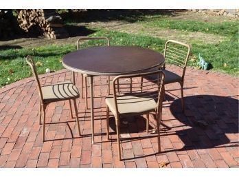 Vintage Set Of 4 Cosco Folding Chairs With Round Table