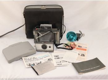 Vintage Polaroid 103 Land Camera With Paperwork, Flash And Case (P-49)