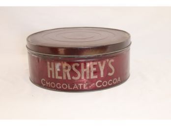 Vintage Hershey's Chocolate And Cocoa Brown Advertising Tin Round. (D-11)