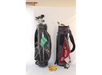 Pair Of Golf Bags With Clubs Tees And Balls (D-9)