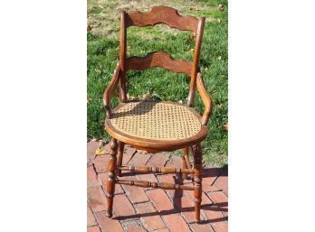 Vintage Ladder Back Wicker Seat Arm Chair (P-99)