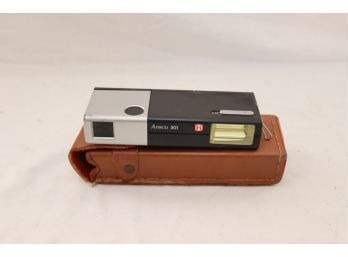 Vintage Ansco 501 110 Push-Pull Advance With Built In Flash Camera With Leather Case (P-44)