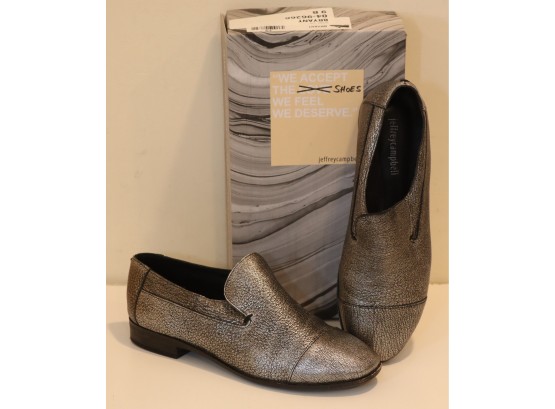 Jeffrey Campbell Bryant Silver Loafers Size 9b W/ Box. (AG-8)