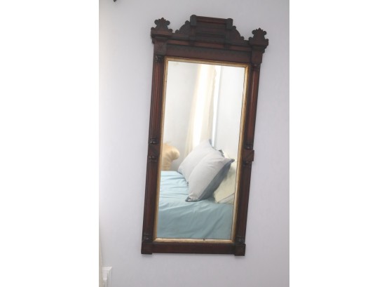 Antique Carved Wood Framed Wall Mirror (G-64)