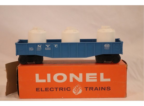 Vintage Lionel 6162-110 Blue Gondola With 3 Cannisters Train Car (S-68)