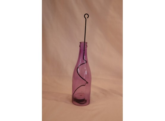 Purple Glass Bottle Hanging Votive Candle (-29)