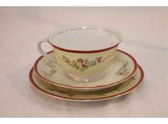 Vintage Empress China Hand Painted Dessert Plate W/ Tea Cup & Saucer (S-90)