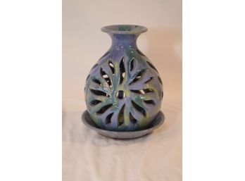 Cool Clay Candle Holder Signed (S-24)