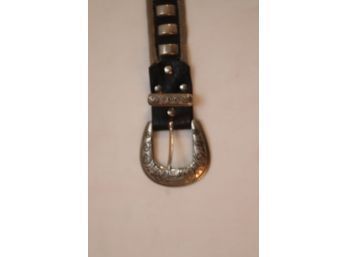 Metal Chainmail And Leather Belt Sz. 38. (G-72)