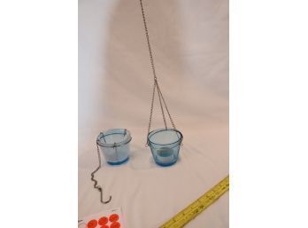 Pair Of Hanging Glass Votive Candles (S-26)