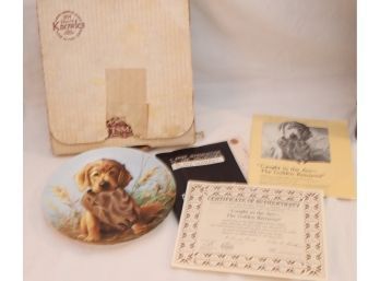 Knowles Caught In The Act- The Golden Retriever Plate W/ Box (S-7)