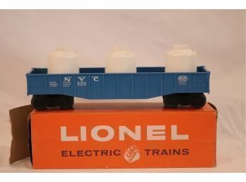 Vintage Lionel 6162-110 Blue Gondola With 3 Cannisters Train Car (S-68)