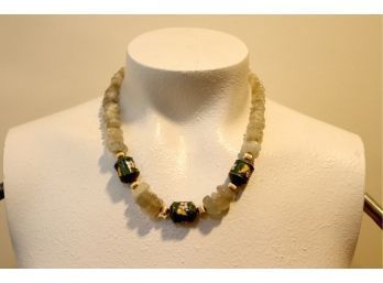 Vintage Beaded Necklace With 12K Gold Chain And Clasp (N-2)