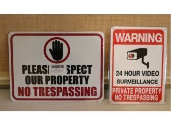 New No Trespassing And Video Surveillance Metal Signs