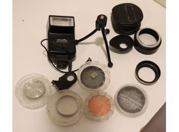 Assorted Camera Lens Filters Minolta Flash Small Tripod (MM-9)