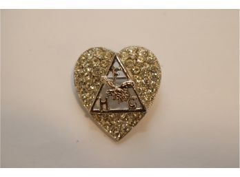 Vintage Rhinestone Heart Brooch Pin  (ME-3)