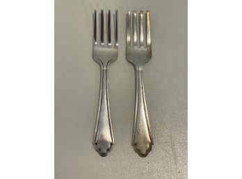 Vintage Pair Of Sterling Silver Baby Forks (St-5)