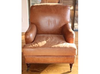Ralph Lauren Style Brown Leather Club Arm Chair (J-100)